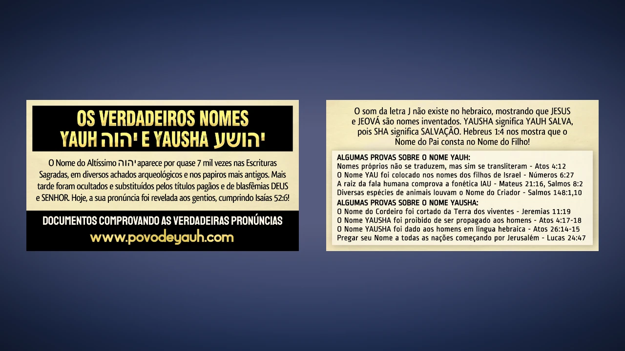 CARTÃO DE VISITA OS VERDADEIROS NOMES YAUH E YAUSHA